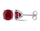 4.80 Carat (ctw) Lab-Created Round Ruby Solitaire Earrings in Sterling Silver (8mm)